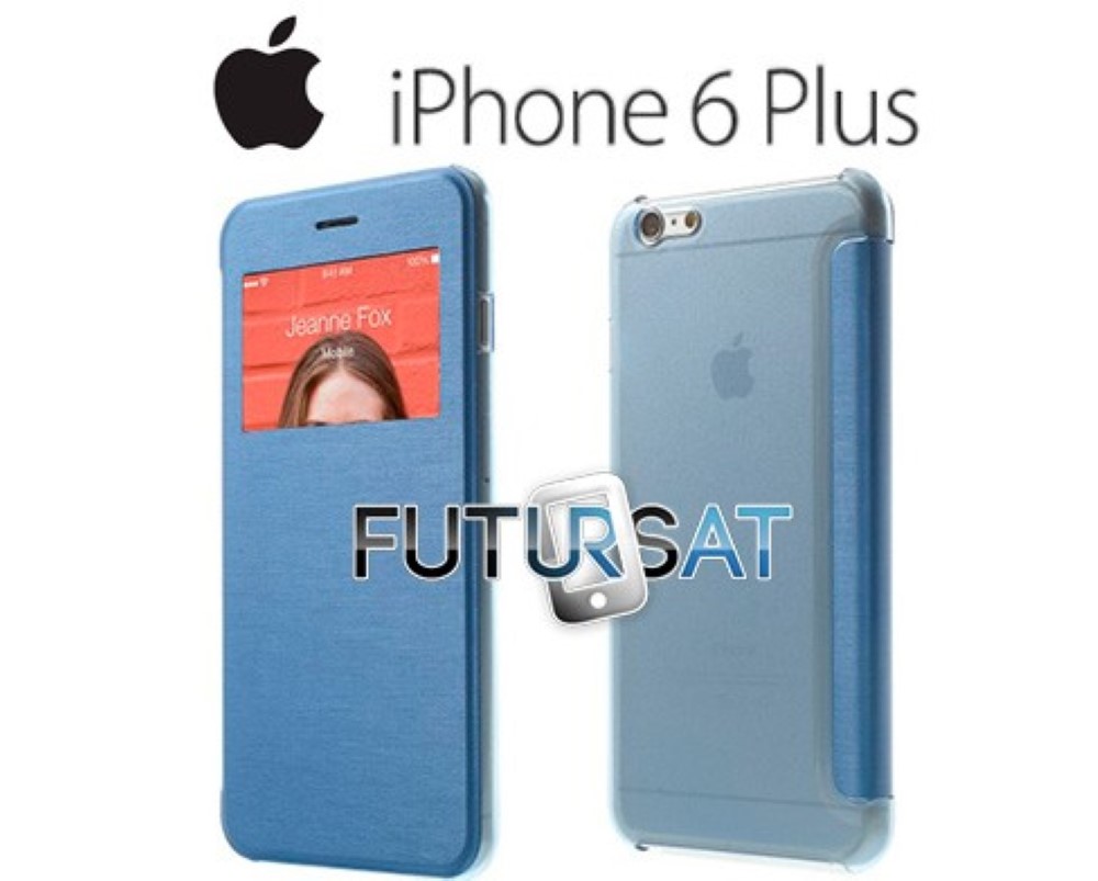 Funda iPhone 6 Plus Piel Tapa Libro Ventana Azul