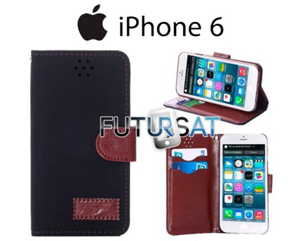 Funda iPhone 6 Piel Tapa Libro Retro Style Negra