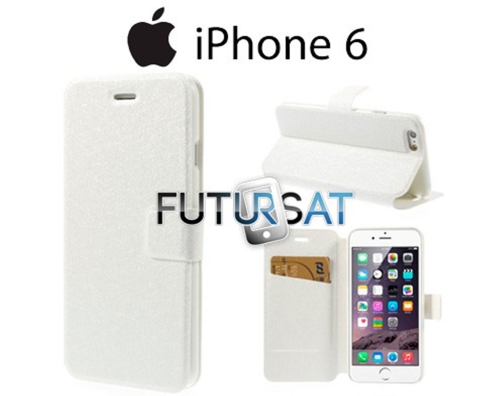 Funda iPhone 6 Piel Tapa Libro SILK Blanca