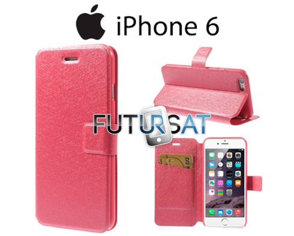 Funda iPhone 6 Piel Tapa Libro SILK Rosa Oscuro