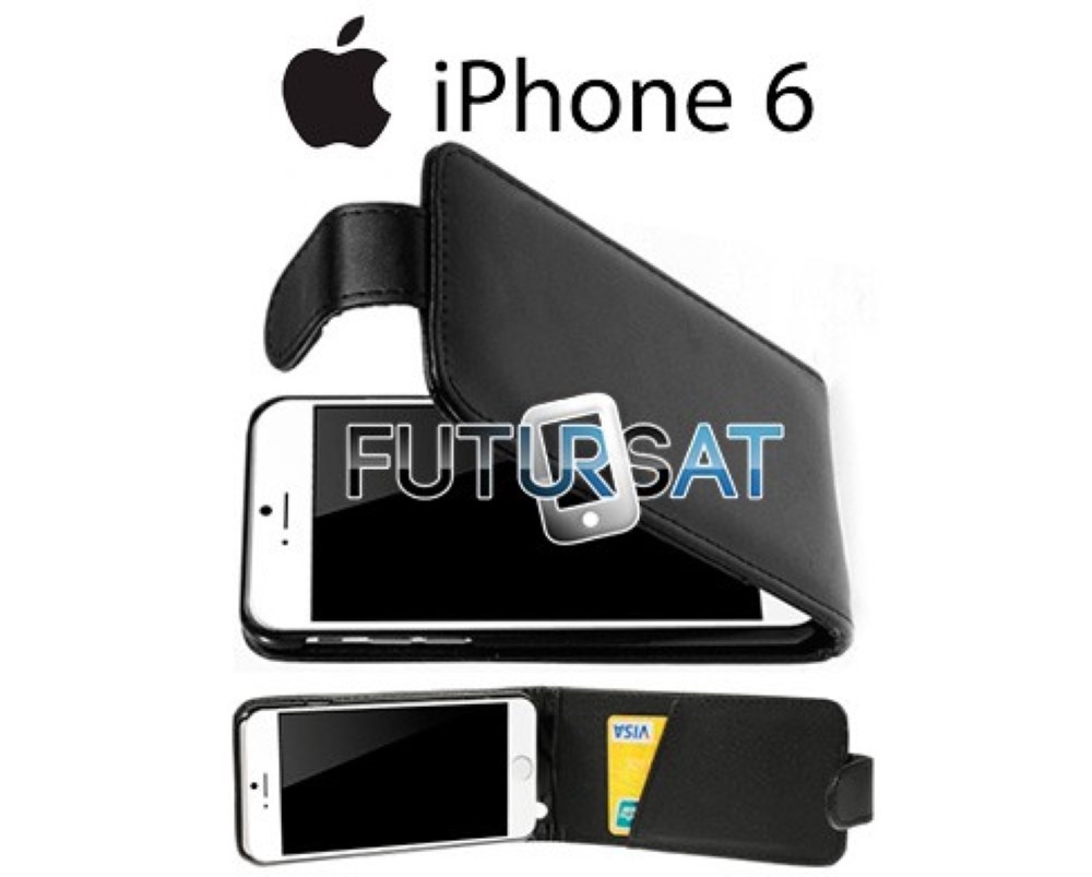 Funda iPhone 6 Piel Tapa Flip Negra