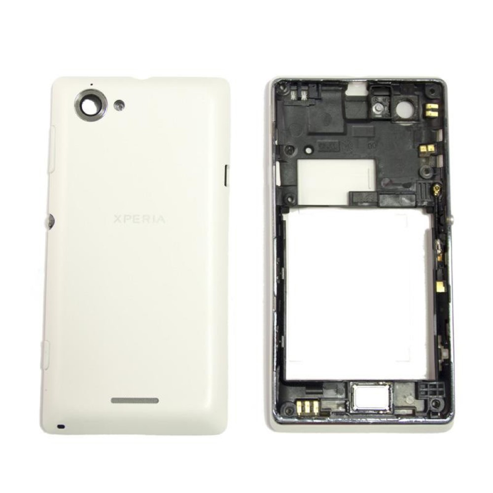 Chasis Sony Xperia L S36h C2104 C2105 Marco central completo con Tapa Blanco