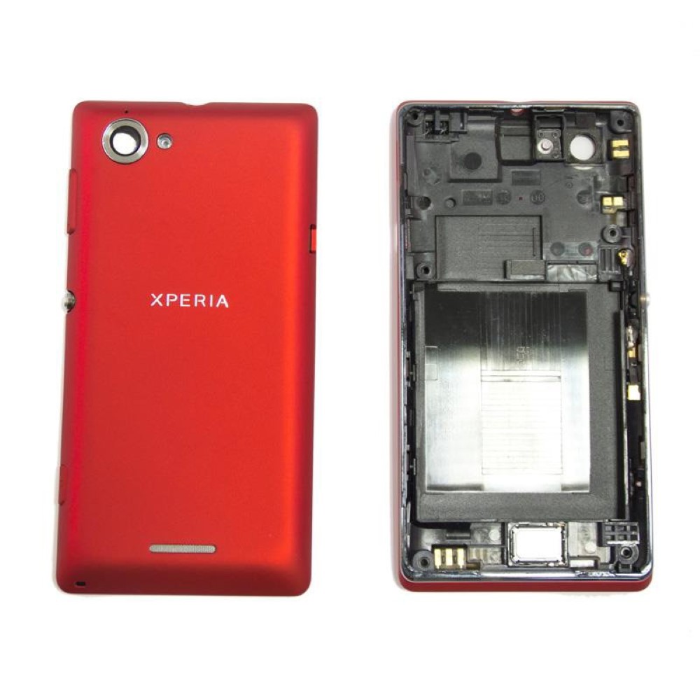 Chasis Sony Xperia L S36h C2104 C2105 Marco central completo con Tapa rojo