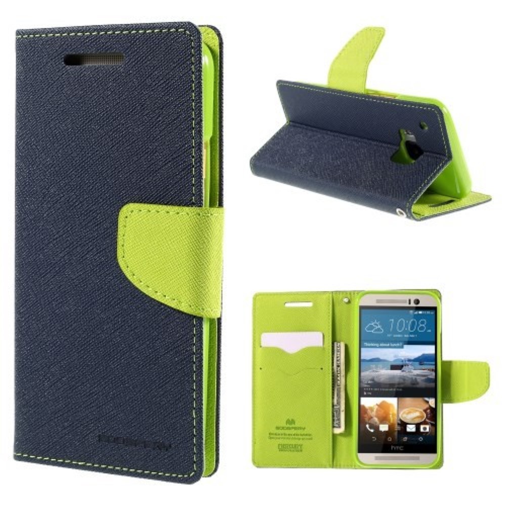 Funda HTC One M9 Tapa Libro Mercury Goospery Tapa Libro azul oscuro