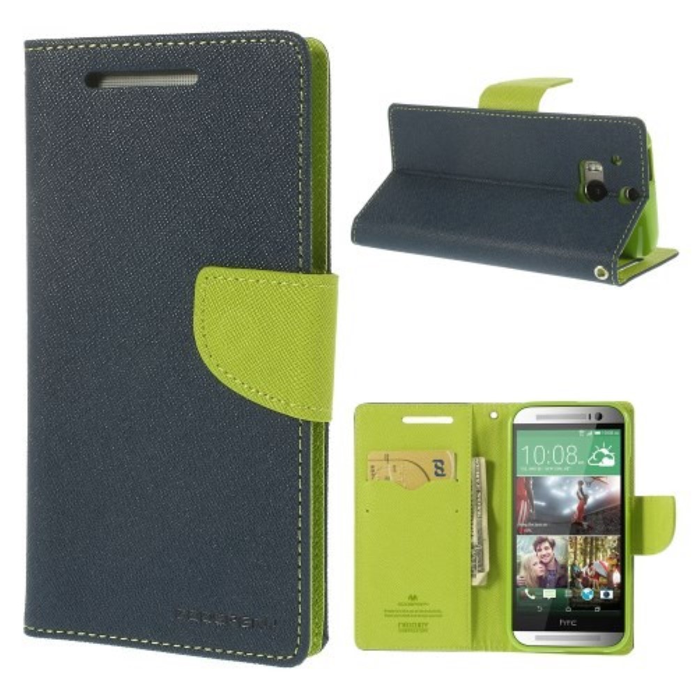 Funda HTC One M8 Tapa Libro Mercury Goospery Tapa Libro azul oscuro