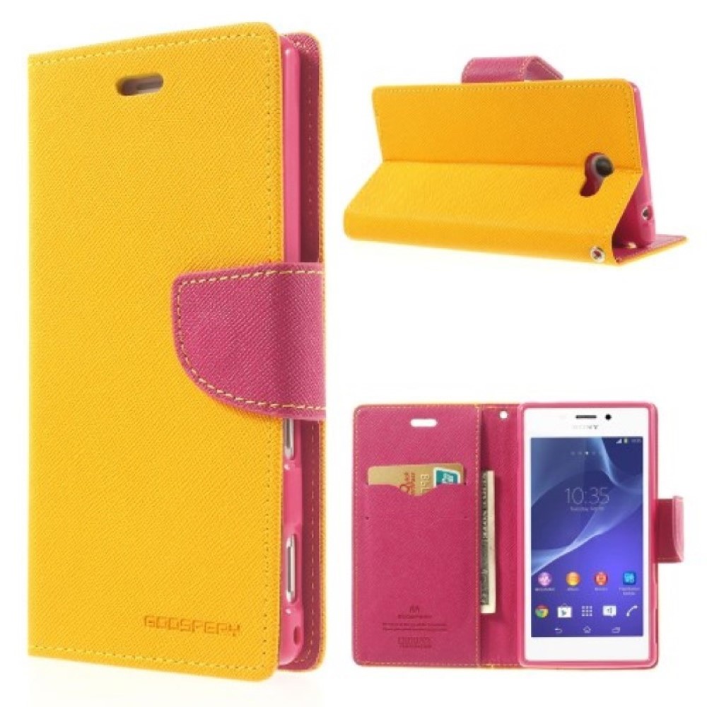 Funda Sony Xperia M2 D2303 D2302 Mercury Goospery tapa libro amarilla