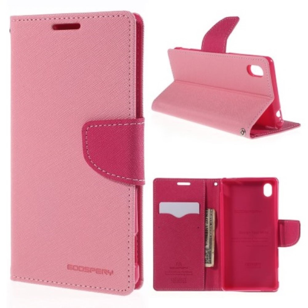 Funda Sony Xperia M4 Aqua Mercury Goospery tapa libro rosa