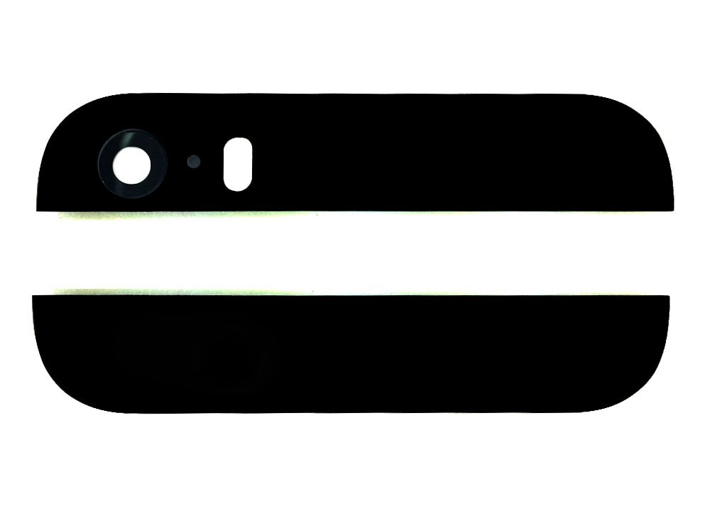 Embellecedor iPhone 5S SE Cristal superior e inferior trasero Negro
