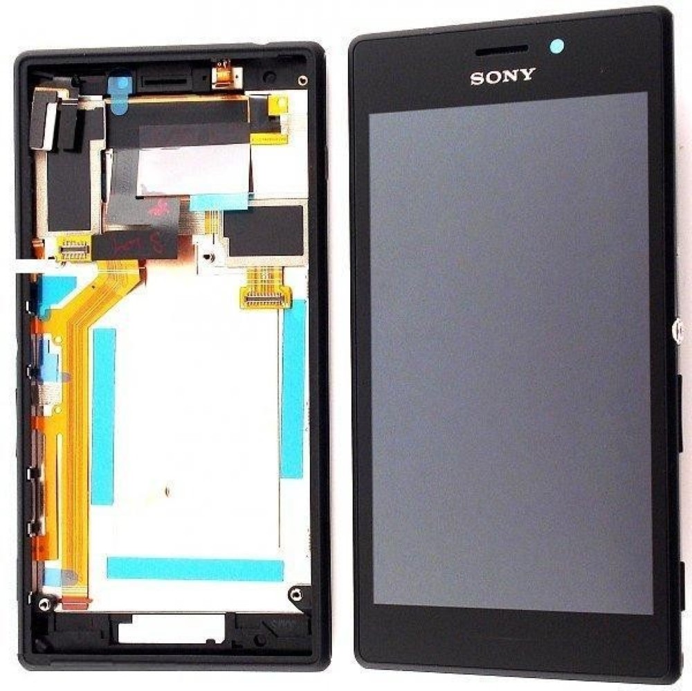 Pantalla Sony Xperia M2 S50h D2306 D2303 completa LCD digitalizador con marco original de desmontaje negra
