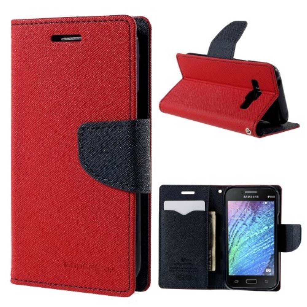 Funda Samsung Galaxy J1 Piel Tapa Libro Mercury Goospery roja