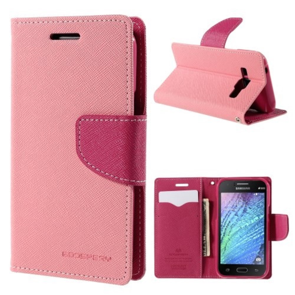 Funda Samsung Galaxy J1 Piel Tapa Libro Mercury Goospery rosa