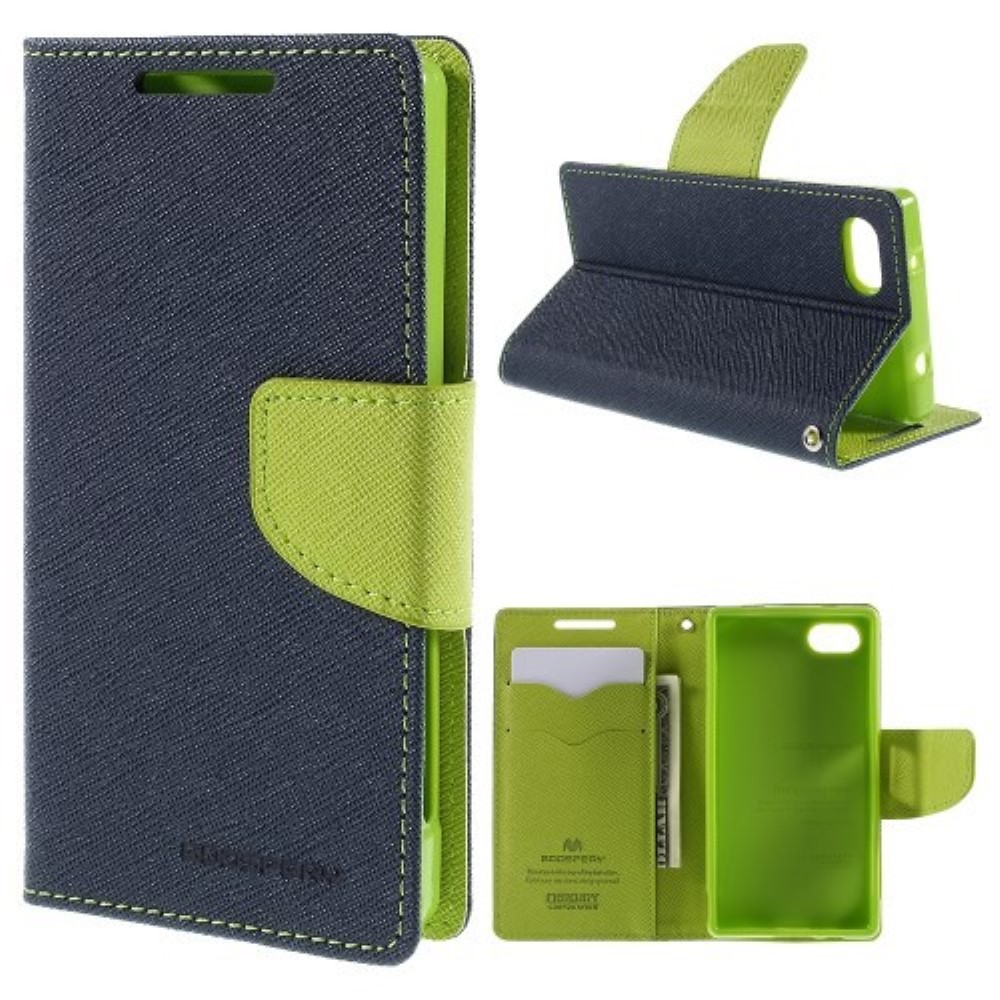 Funda Sony Xperia Z5 Compact Piel Tapa Libro Mercury Goospery azul oscuro