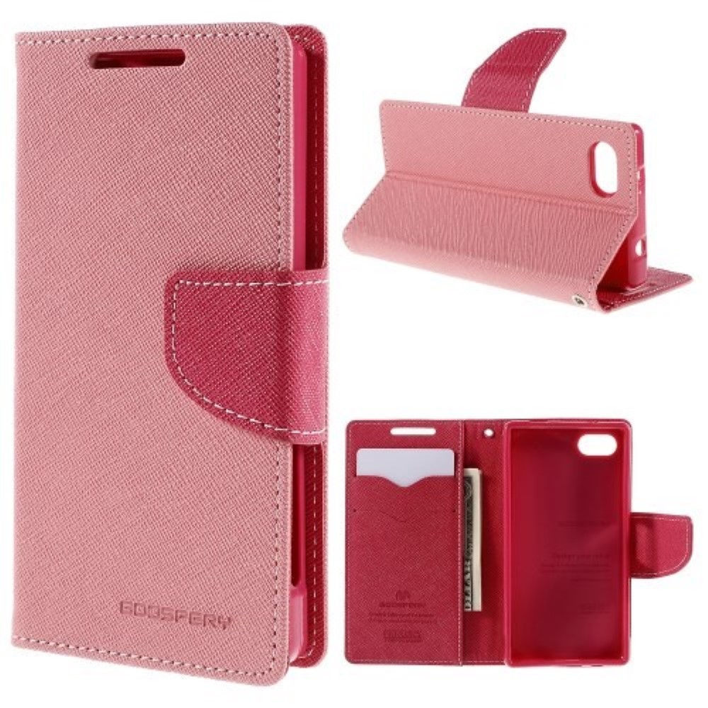 Funda Sony Xperia Z5 Compact Piel Tapa Libro Mercury Goospery rosa