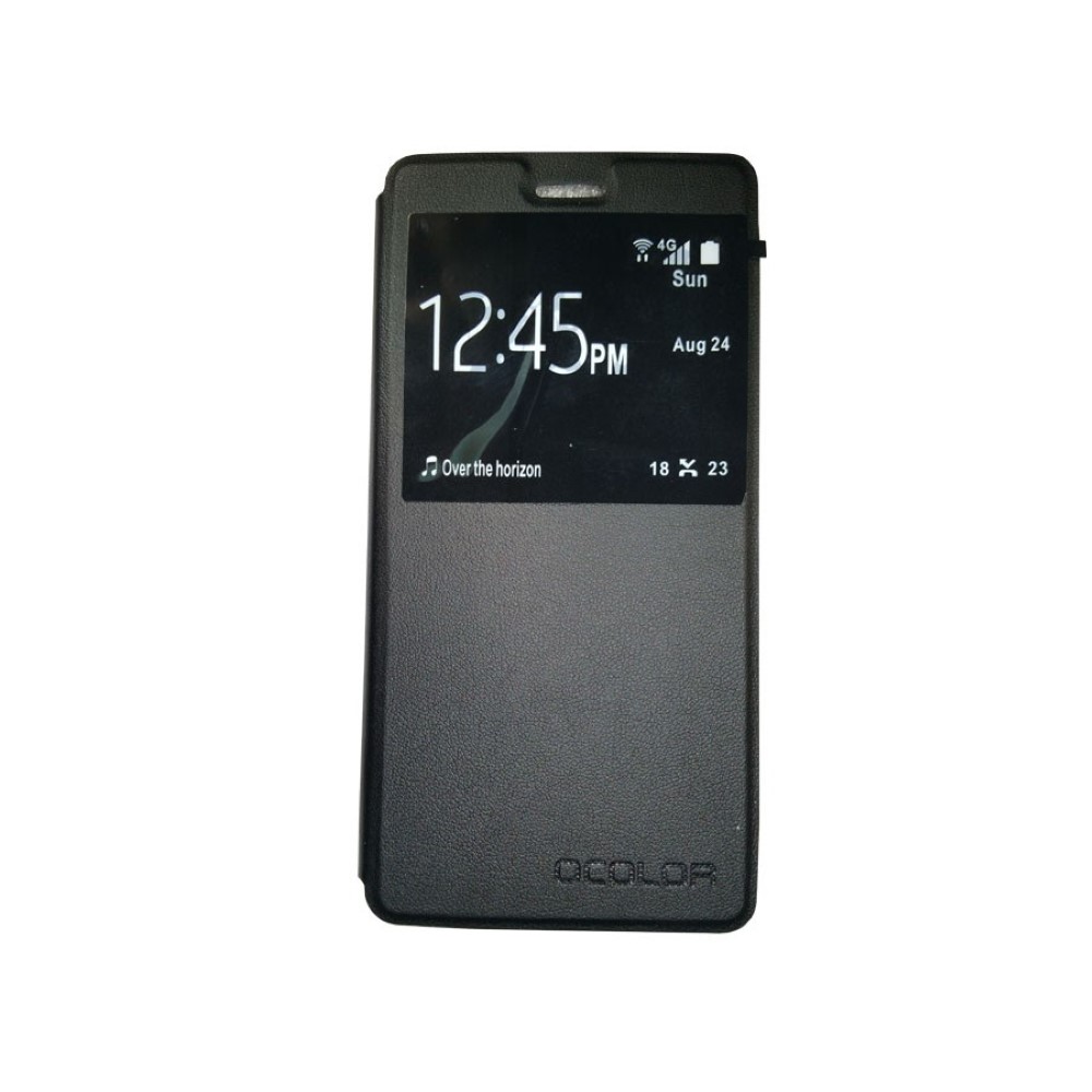 Funda Cubot P11 Piel Tapa Libro ventana Negra con soporte de gel