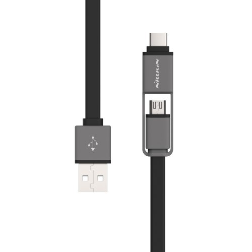 Cable de carga datos 2 en 1 micro usb y Tipo C 120 cm