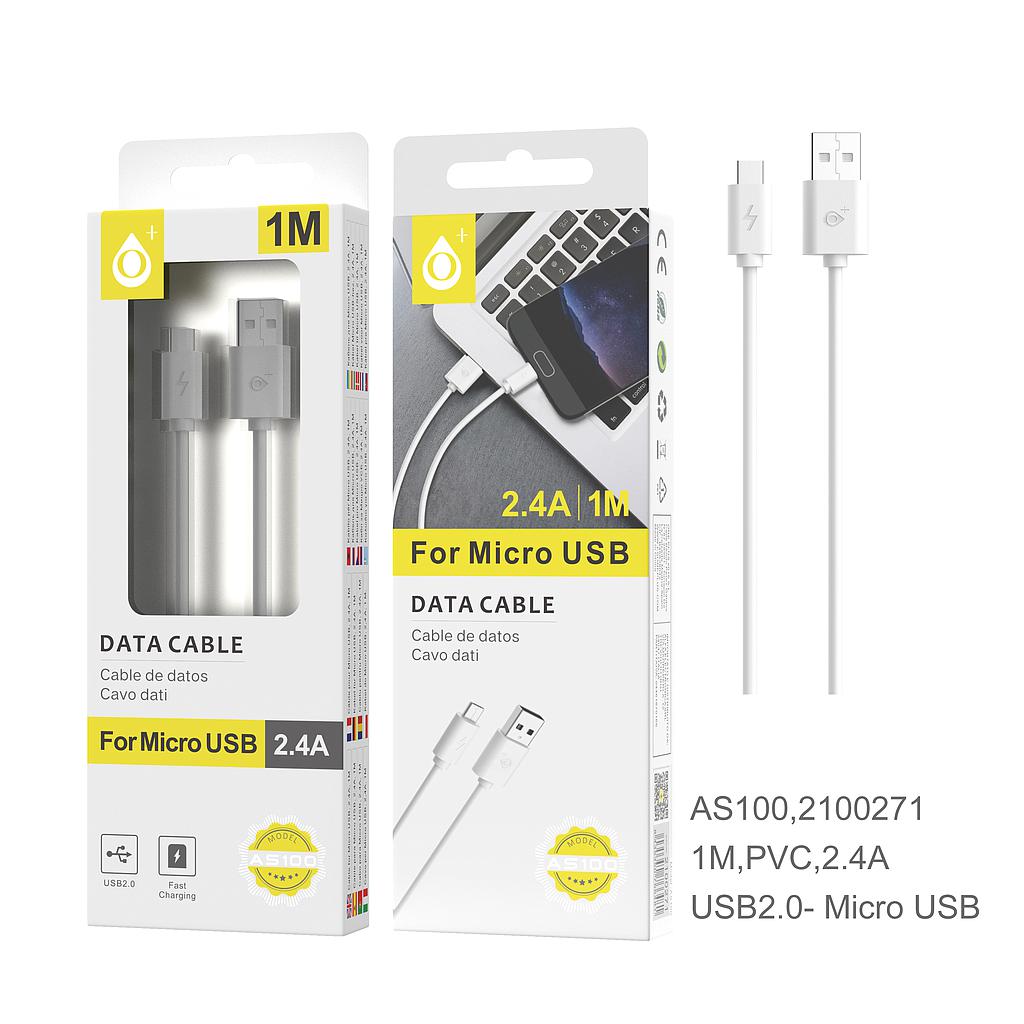 Cable de carga y datos micro usb 1 metro blanco One blister