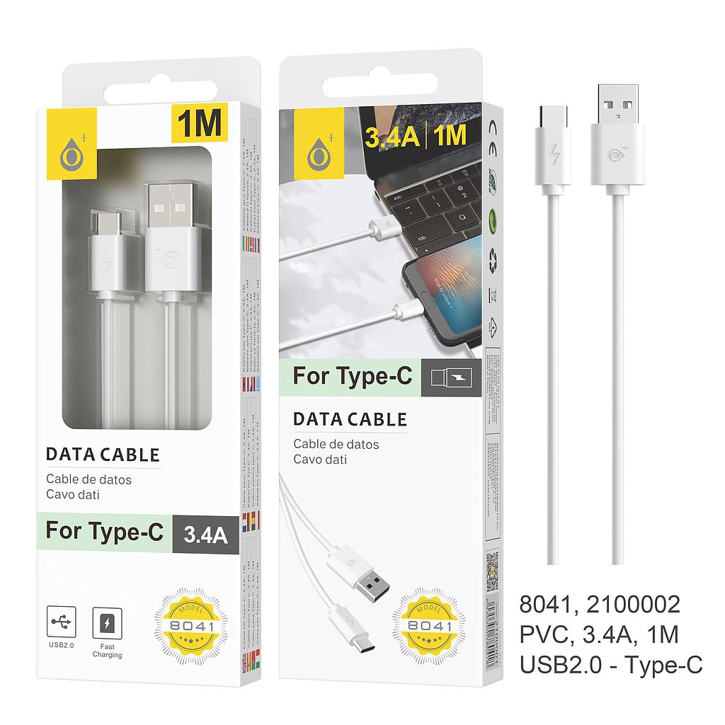 Cable de carga y datos Tipo C Blanco Blister 3.4A 1M