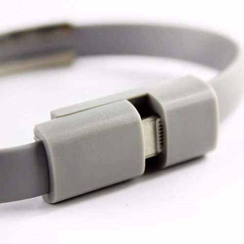 Pulsera cable de carga iPhone 5 6 7 8 Gris