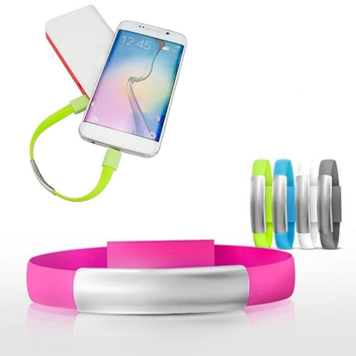 Pulsera cable de carga microusb Rosa