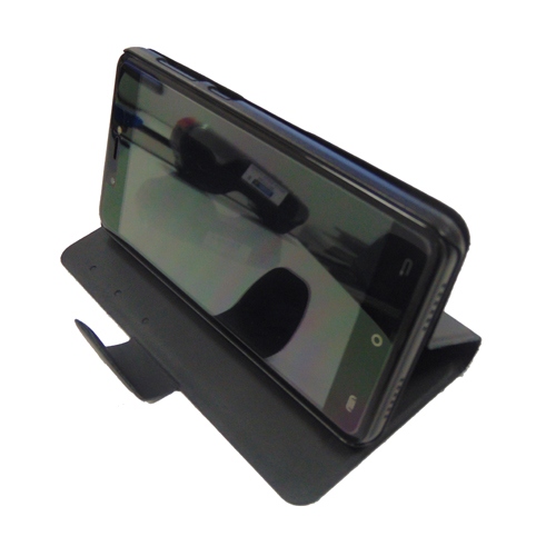 Funda Cubot R9 Piel Tapa Libro Negra con soporte
