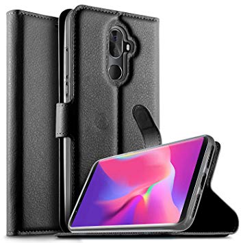 Funda Cubot X18 Plus Piel Tapa Libro Negra con soporte de gel