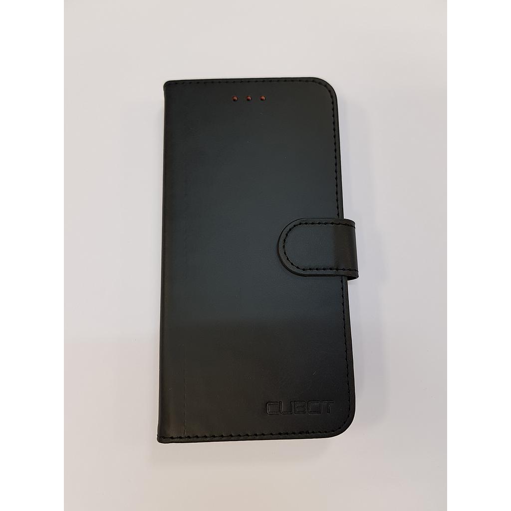 Funda Cubot P20 Piel Tapa Libro Negra con soporte de gel