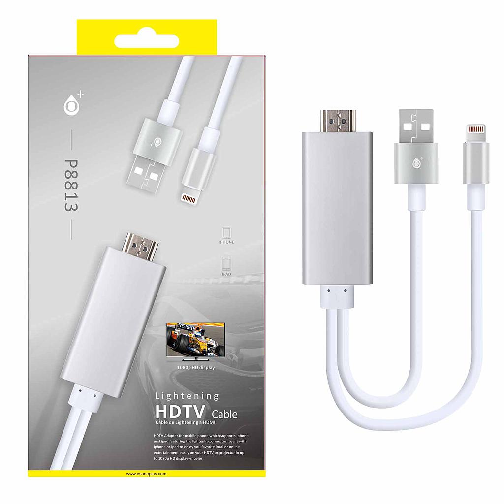 Cable Iphone 5/6/7 a HDMI (IPHONE a TV) Blanco P8813 