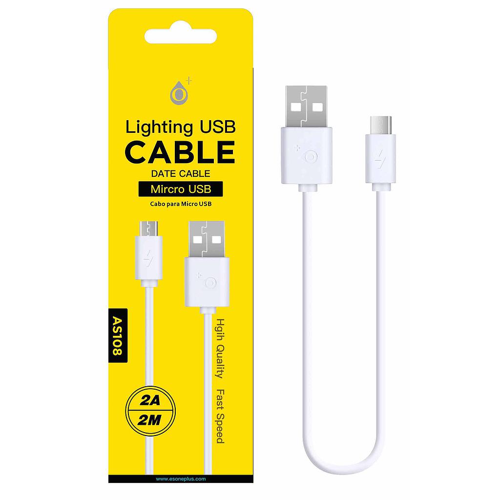 Cable de carga y datos para Micro USB 2A 2M Blanco AS108