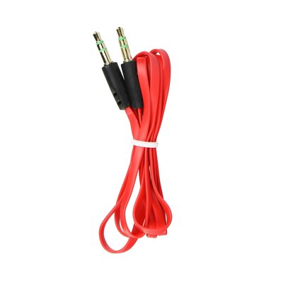 Cable auxiliar jack a jack 3,5mm PLANO 1m ROJO