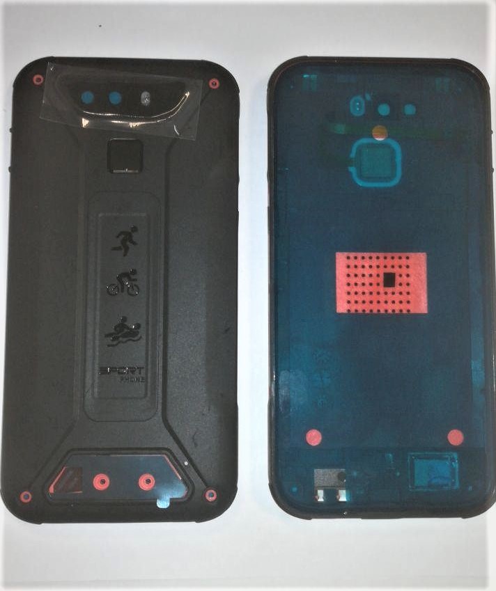 Tapa Cubot Quest Lite trasera con altavoz, antena y embellecedor camara trasera Negra Roja