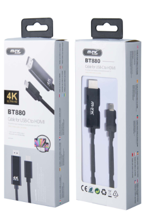 Cable Adaptador Tipo C a HDMI K4K Ultra HD Negro BT880 
