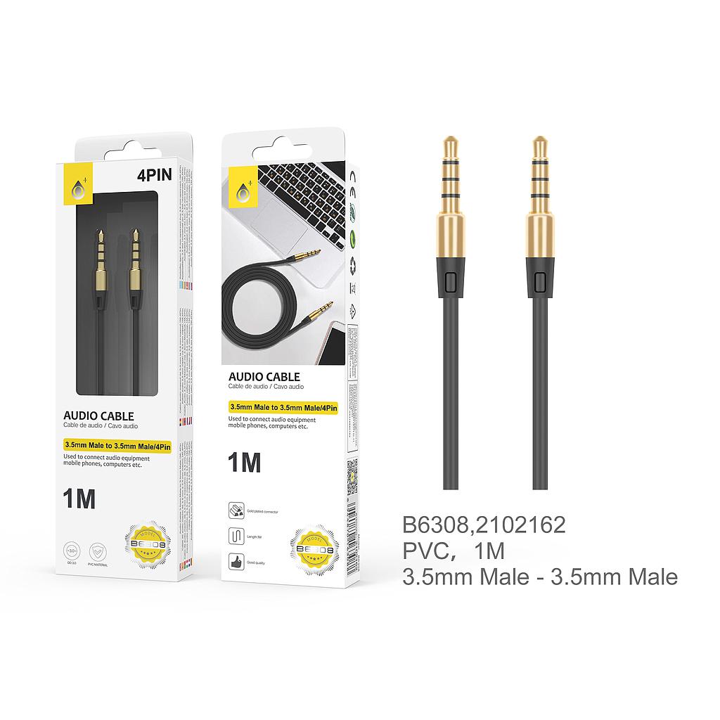 Cable de audio M/M 3.5mm 4Pin 1M Negro B6308 