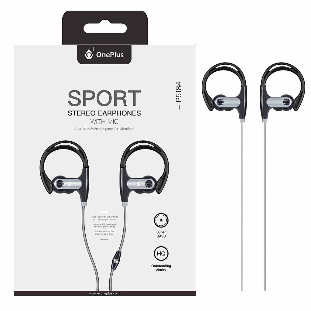 Auriculares P5184 Cable sport con microfono grises