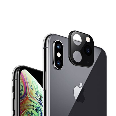 Protector de camara con cristal templado iphone ( copia 11 PRO ) X \ XS \ XS Max NEGRO