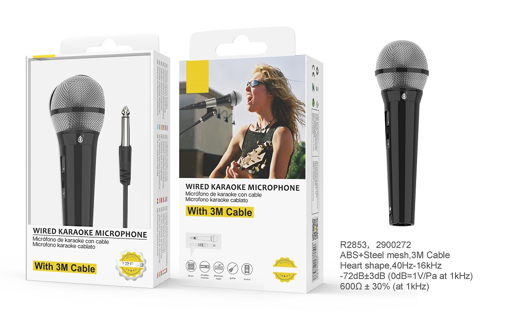 Microfono Karaoke con Cable 3M Negro R2853 