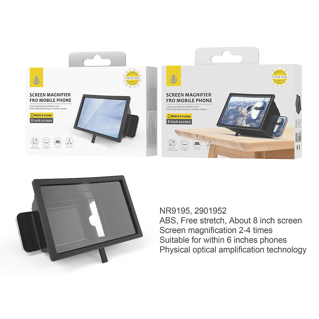 Lupa para Pantallas moviles de hasta 6 pulgadas, Amplificador de Pantalla, Proyector Retractil de 8 Pulgadas NR9195