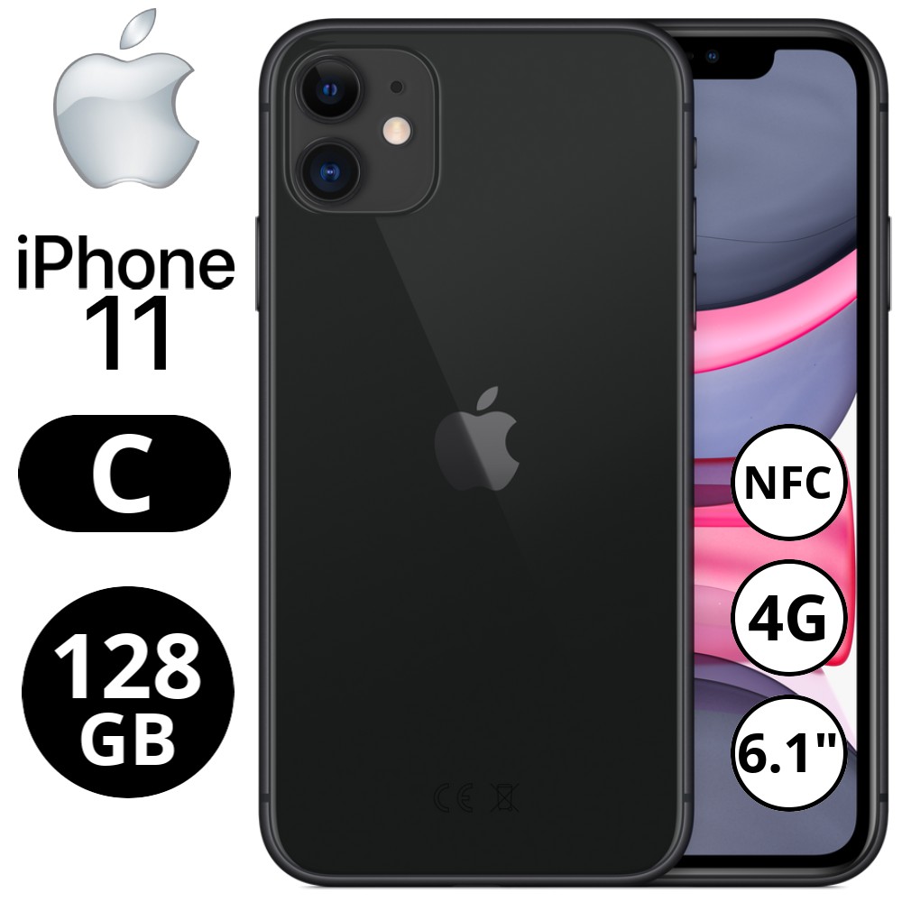 REBU - Telefono movil libre Seminuevo iPhone 11 128GB Black (Negro) - Grado C (CORRECTO)