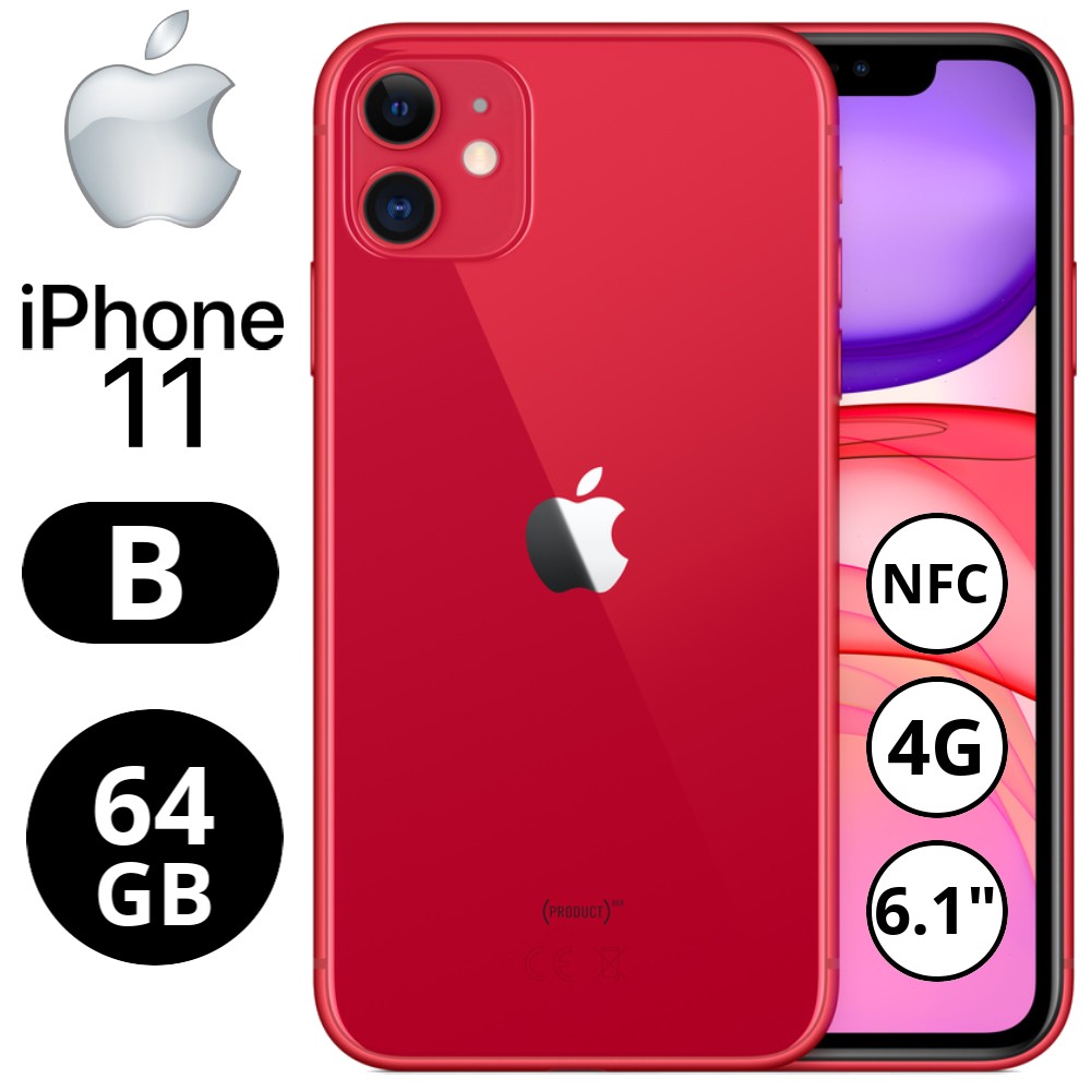 REBU - Telefono movil libre Seminuevo iPhone 11 64GB Red (Rojo) - Grado B (BUEN ESTADO)