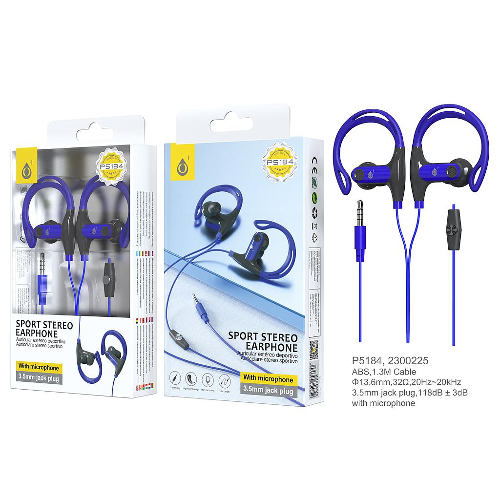 Auriculares Estereo Sport Sunglasses con Microfono Azules P5184