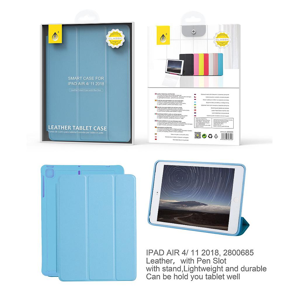 Funda Leather Smart Case with Pen Slot para iPad Air 4 / iPad Pro 2018 11" Azul