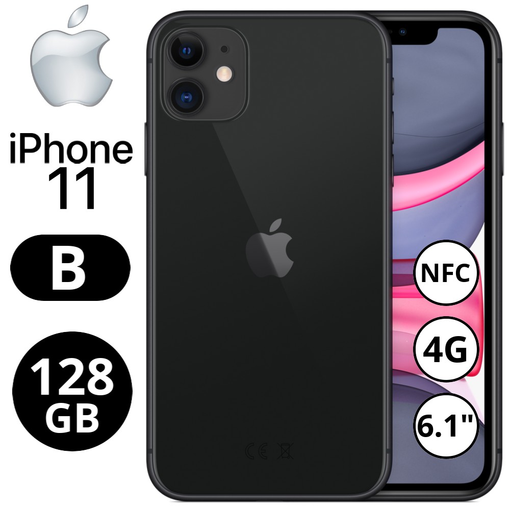 REBU - Telefono movil libre Seminuevo iPhone 11 128GB Black (Negro) - Grado B (BUEN ESTADO)