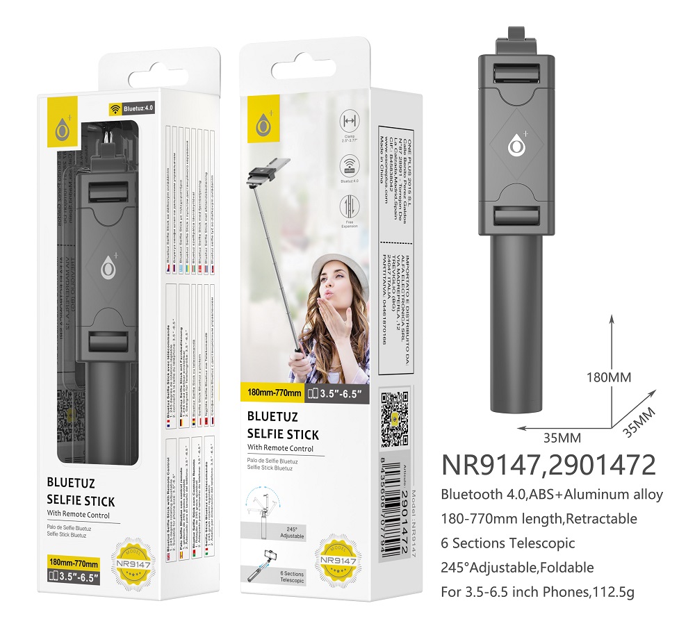 Palo selfie bluetooth con mando compatible con moviles de 3.5 - 6.5 pulgadas