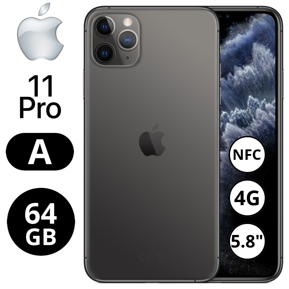 REBU - Telefono movil libre Seminuevo iPhone 11 PRO 64GB Space Grey (Negro) - Grado A (MUY BUENO)