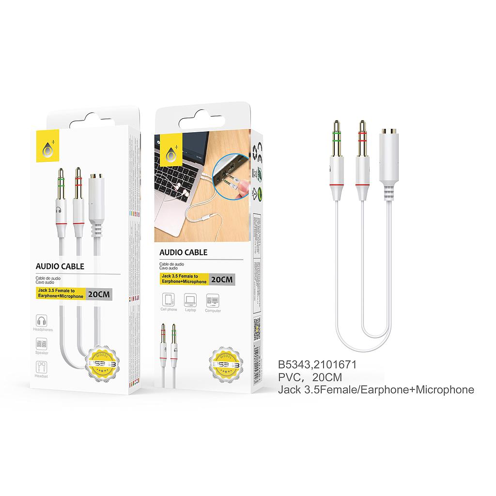 Cable de Audio 2 jack 3.5mm a 1 jack hembra B5343 