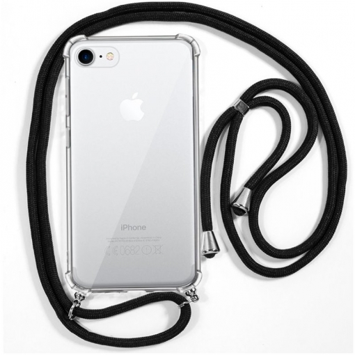 Funda iPhone 7 / 8 / SE 2020 Transparente cordon Negro