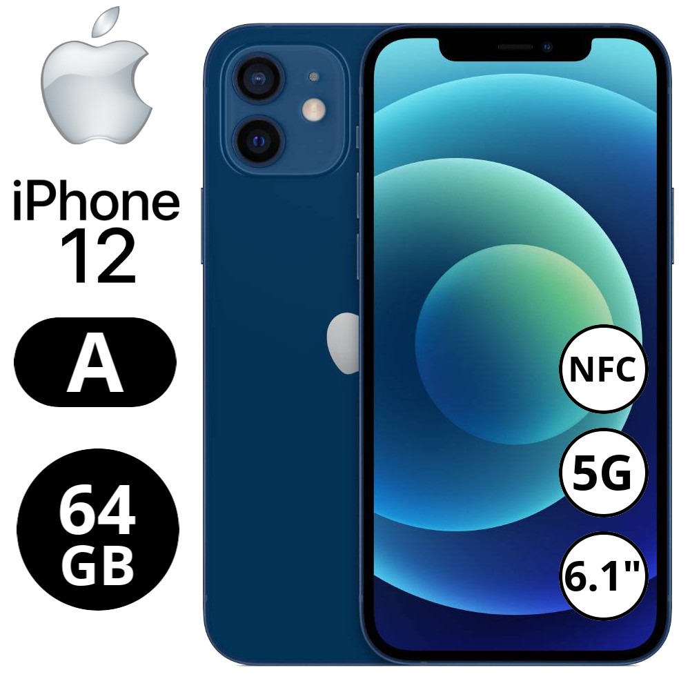 REBU - Telefono movil libre Seminuevo iPhone 12 64GB Blue (Azul) - Grado A (MUY BUENO)