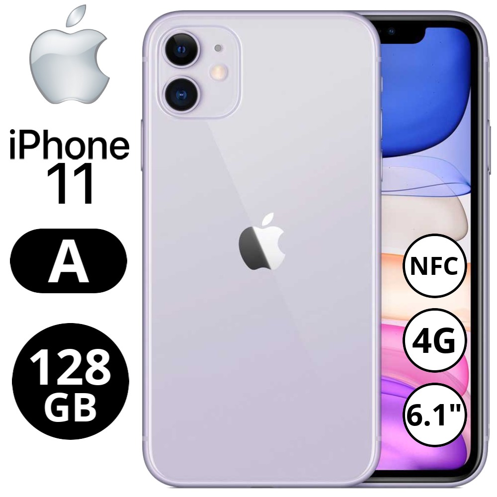 REBU - Telefono movil libre Seminuevo iPhone 11 128GB Purple (Morado) - Grado A (MUY BUENO)