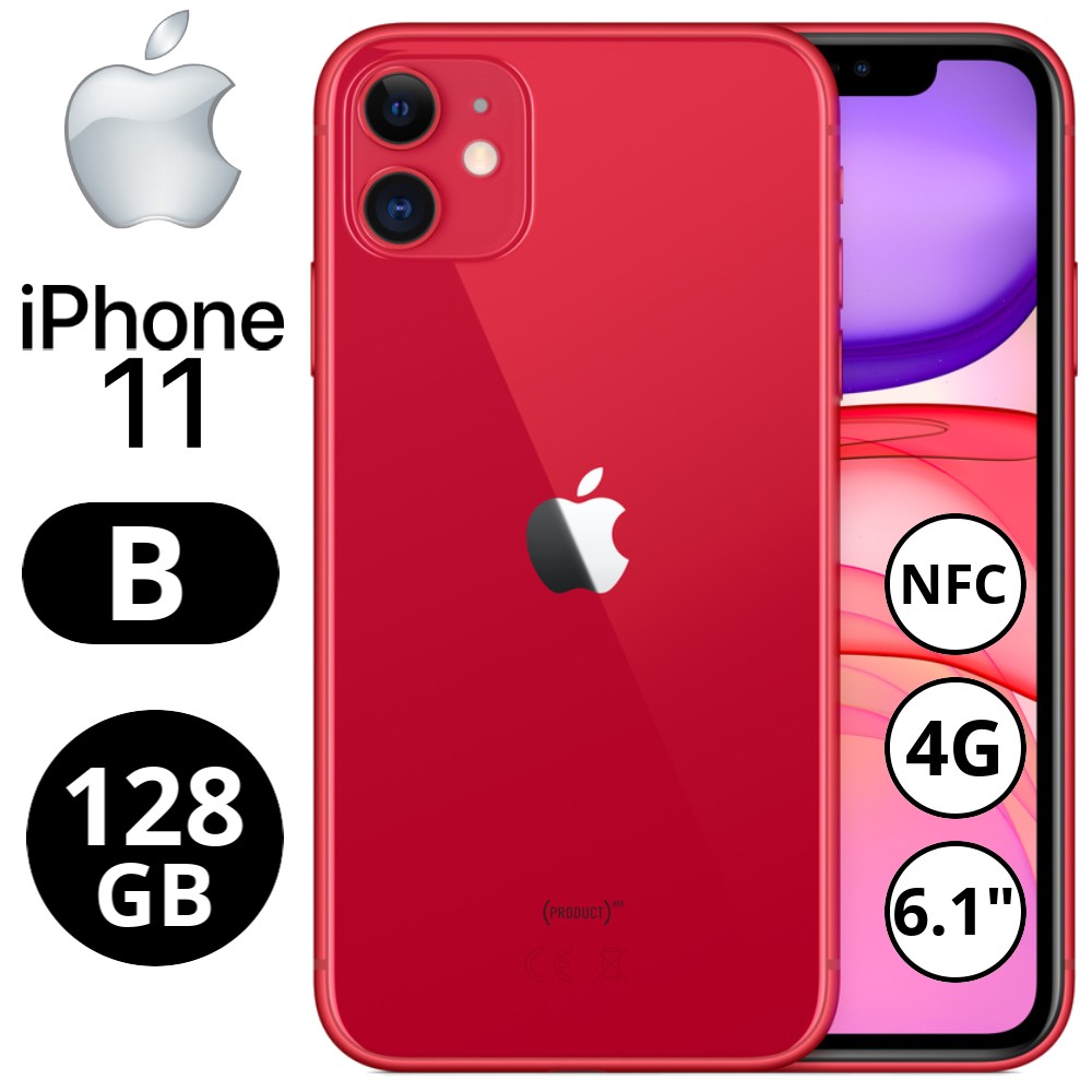 REBU - Telefono movil libre Seminuevo iPhone 11 128GB Red (Rojo) - Grado B (BUEN ESTADO)
