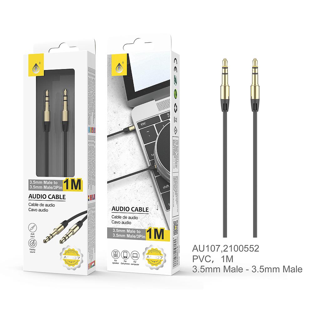 Cable auxiliar jack a jack negro blister AU107 1M