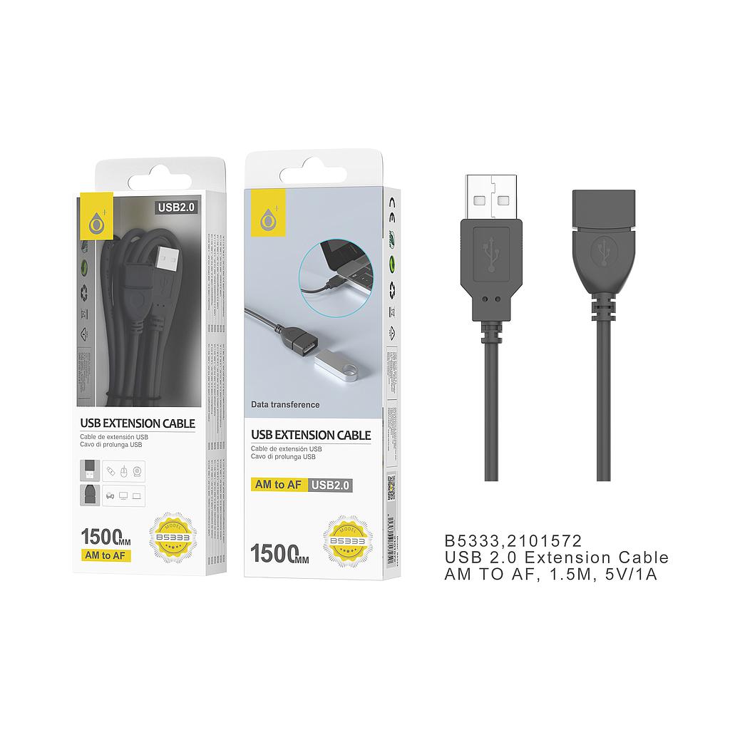 Cable de extension USB 2.0 AM A AF 1.5M Negro B5333 